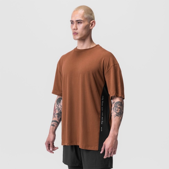 ASRV 0779. SUPIMA® MESH PANEL OVERSIZED TEE - RUST - Picture 2 of 4